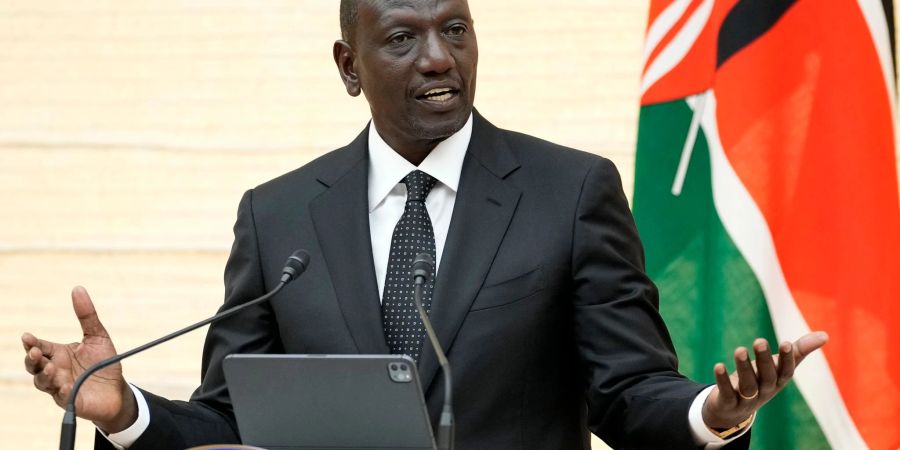 William Ruto, Präsident von Kenia, spricht bei einer Pressekonferenz.