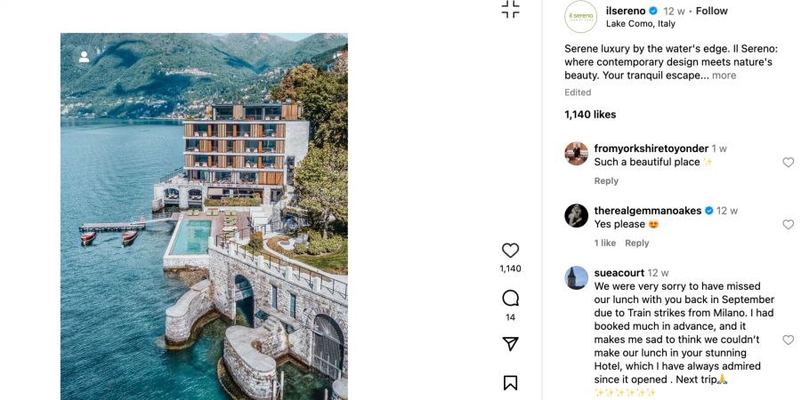 Instagram Post Hotel ilsereno.