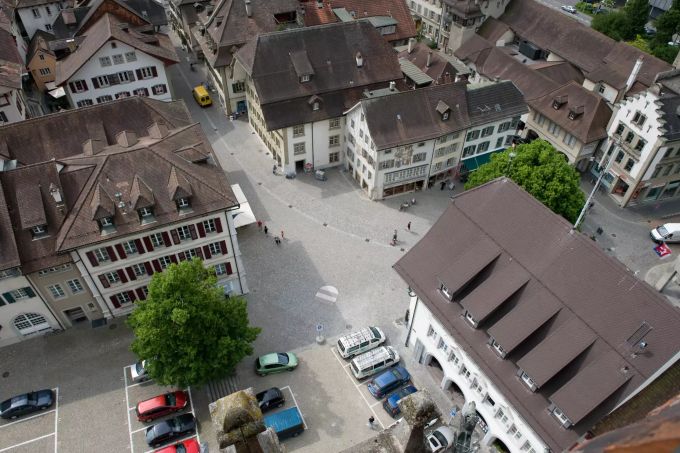 Der Postplatz aus der Vogelperspektive. Hottiger Zofingen Stadtammann