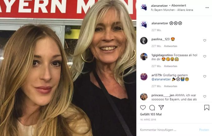 Alana mit Mami Elvira in der Allianz Arena in München. baschi