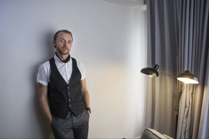 Simon Pegg, 2014, in einem Hotelzimmer. (Archivbild) Simon Pegg