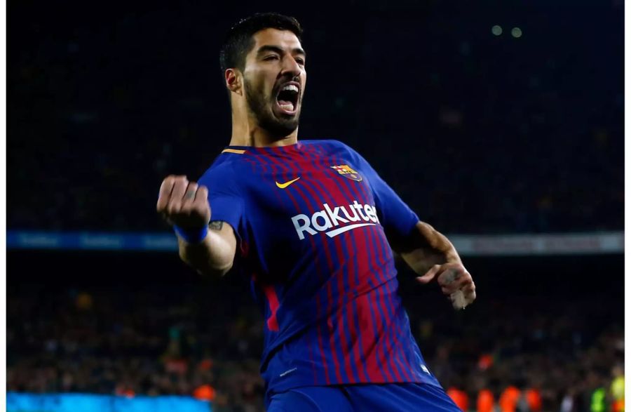 FC Barcelonas Luis Suarez jubelt nach seinem Tor.