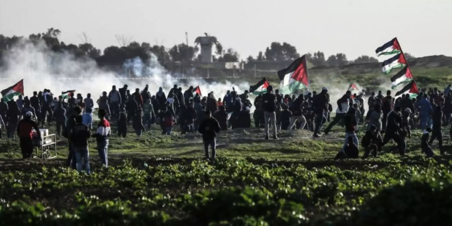 Palästinensische Demonstranten nahe Gaza-Stadt
