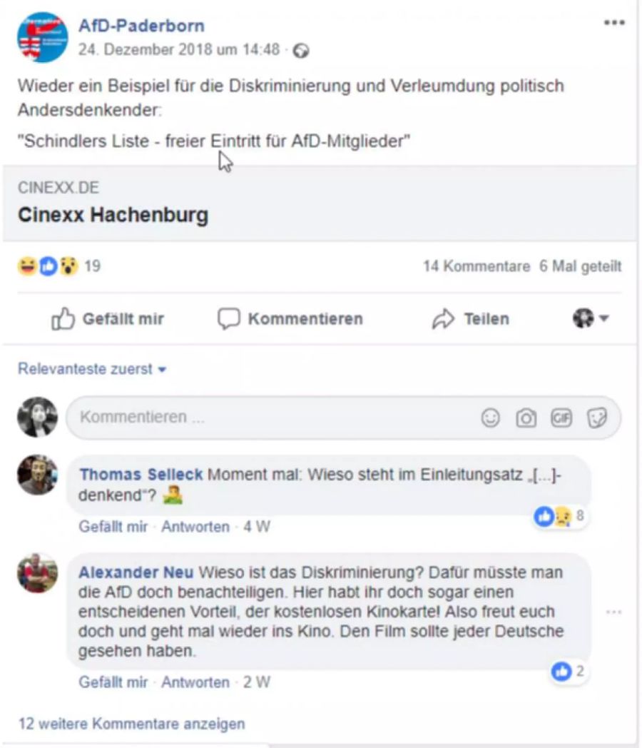 AfD Mitglieder können gratis ins Kino