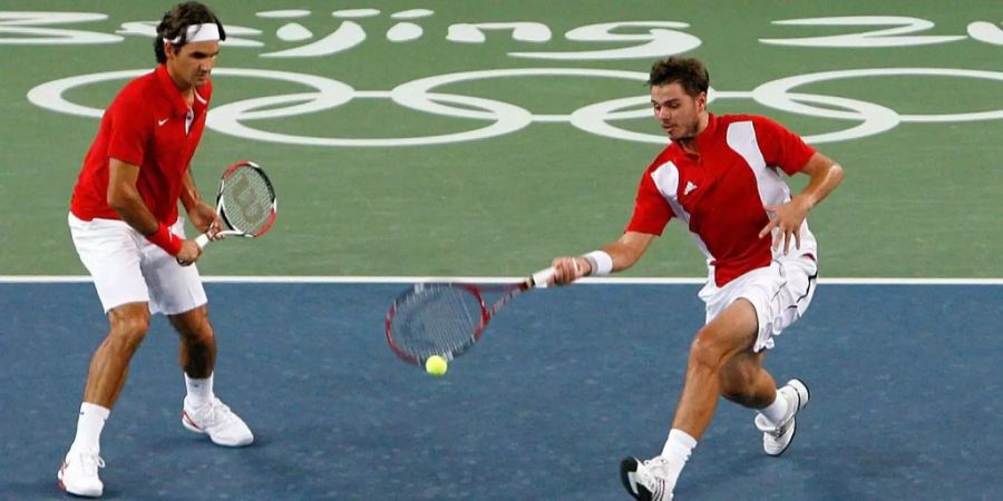 Roger Federer und Stan Wawrinka an den Olympischen Spielen 2008.