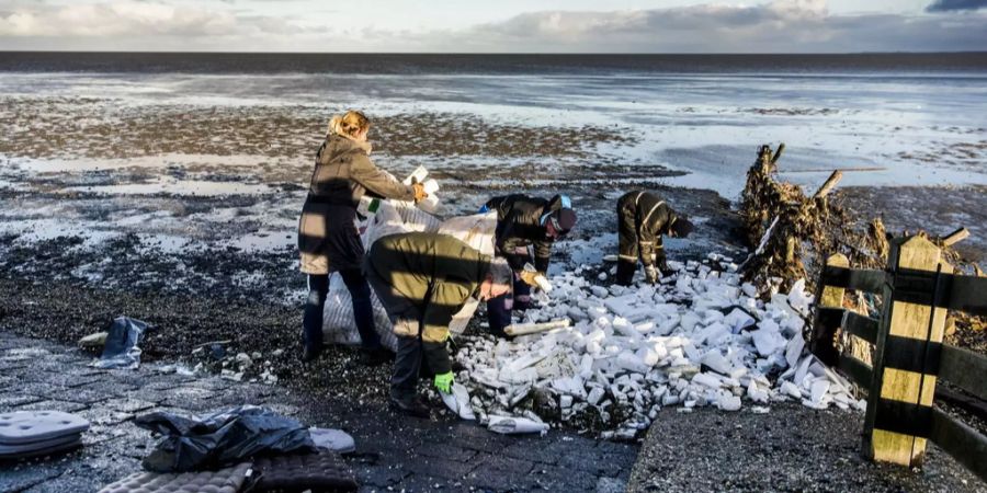 Freiwillige reinigen die Küste nach der Havarie der «MSC Zoe».