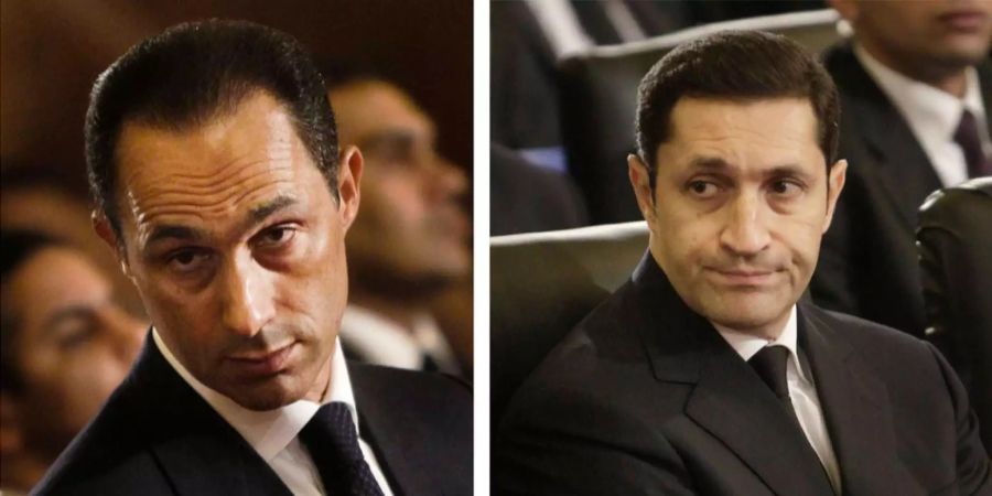 Gamal Mubarak und Alaa Mubarak während einer Messe in Kairo.