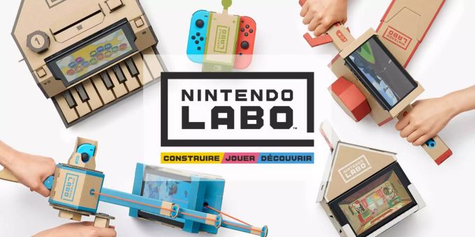 Nintendo Labo bildet den Kompromiss zwischen Videospielen und Basteln. Ein generisches Nintendo Labo Bild. Diverse Labo Konstrukte, wie eine Angelrute ein Haus oder ein Piano sind zu sehen. In der Mitte steht gross Nintendo Labo geschrieben.