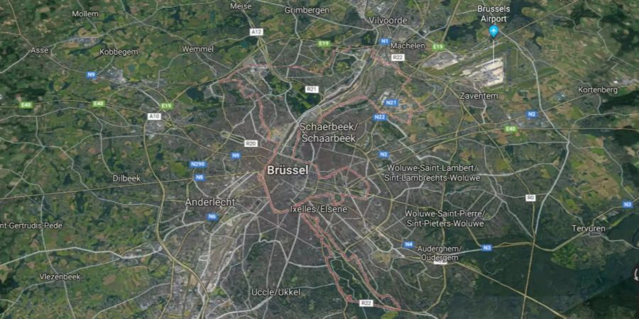 Diese Satellitenaufnahme von Google Maps zeigt die belgische Hauptstadt Brüssel.