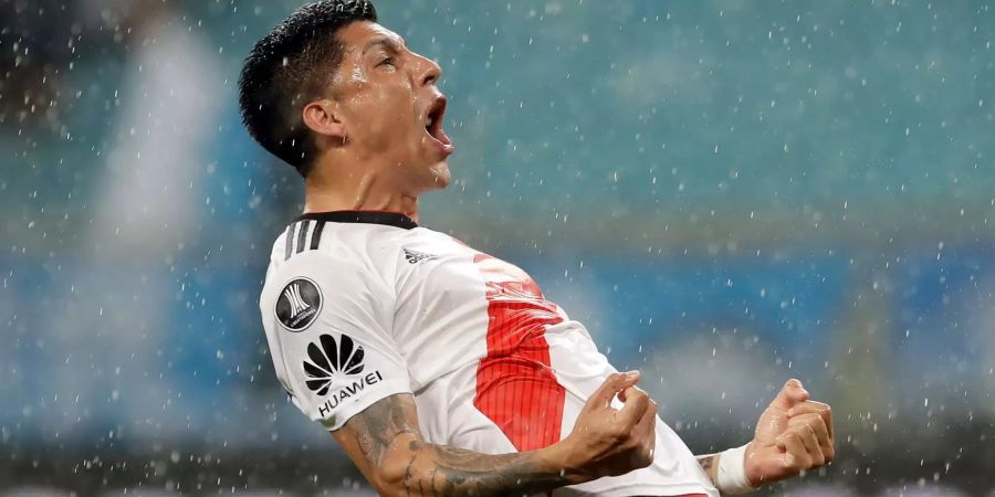 River Plates Enzo Perez jubelt nach dem Halbfinalspiel gegen Gremio Porto Alegre.