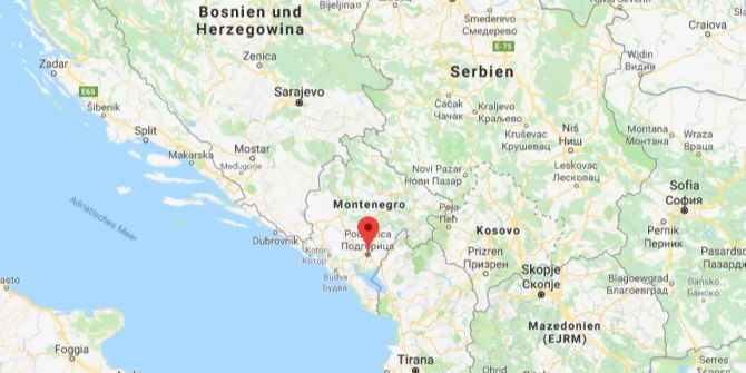 Die Lage von Montenegro auf der Landkarte.