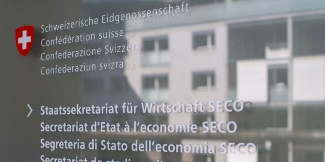 Das Logo des Staatssekretariats für Wirtschaft Seco am Holzikofenweg 36, in Bern.