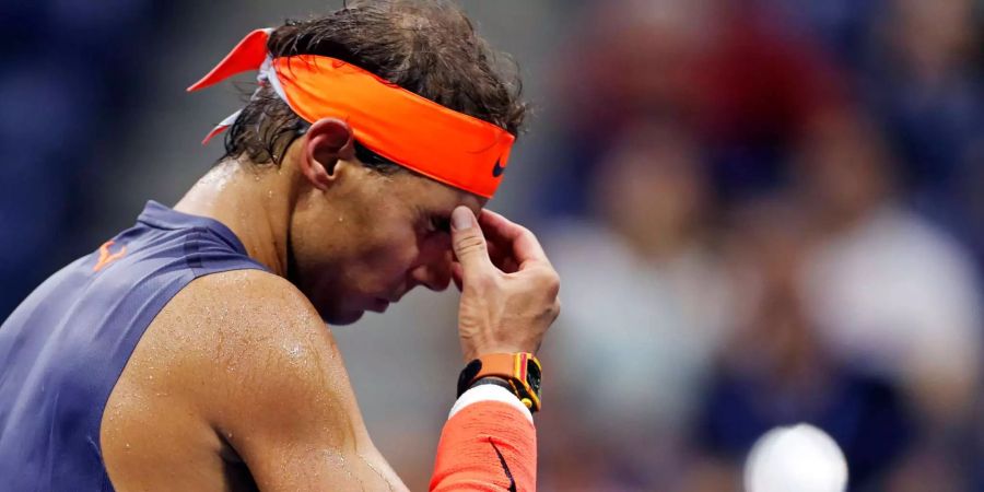 Rafael Nadal hadert im Spiel gegen Dominic Thiem an den US Open.