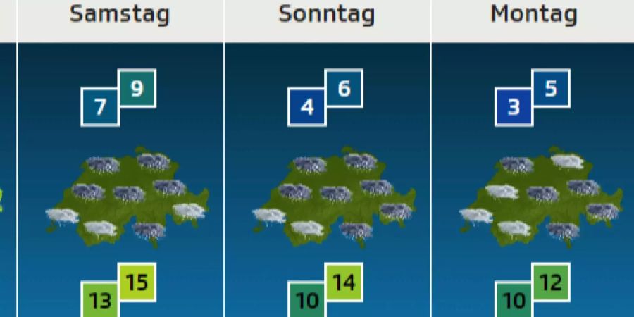 Die Wetterprognosen für das Wochenende und Montag.