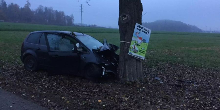 Das Auto kollidierte mit einem Baum.