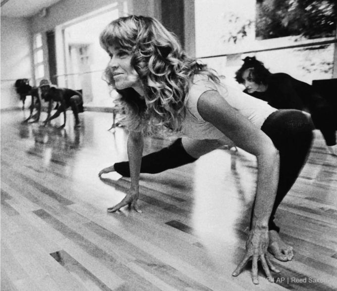 Fonda 1979 beim Workout in Beverly Hills. Jane Fonda