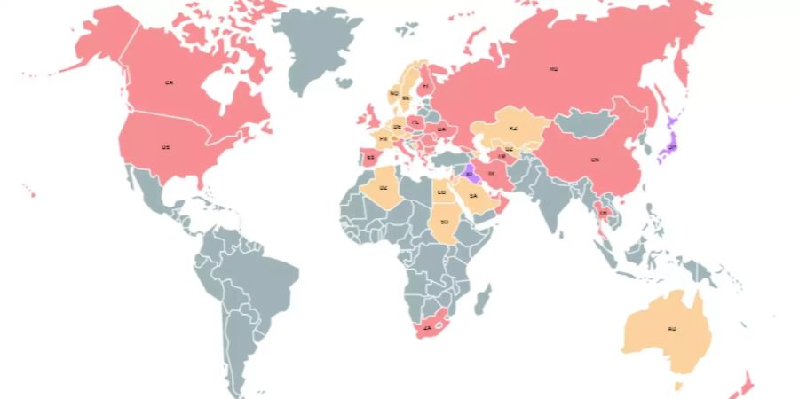 Wo die Kandidaten am meisten Stimmen holten: Erdogan (orange), Ince (rot), Demirtas (violett).