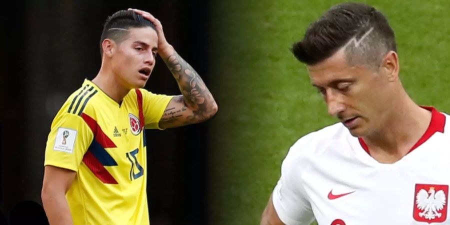 Kolumbien (James) und Polen (Lewandowski) haben ihre Auftaktspiele verloren.