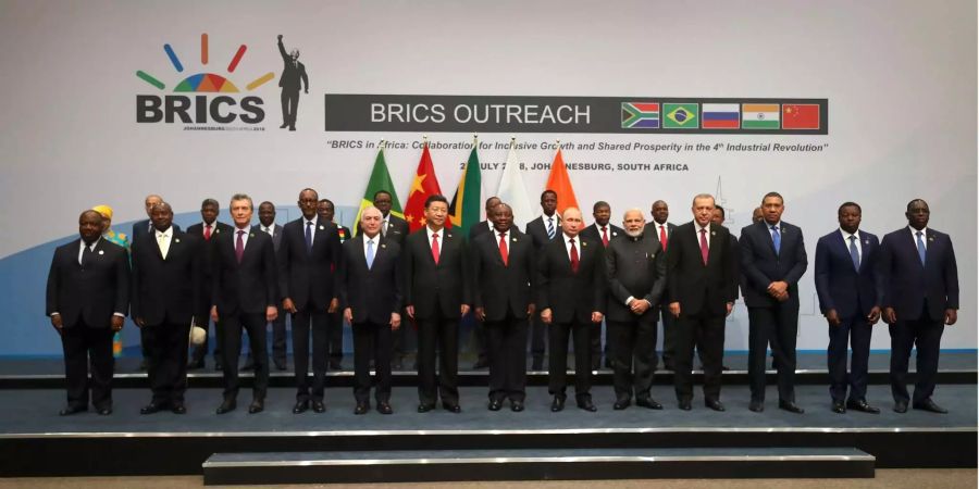 Die Staats- und Regierungschefs der Brics-Staaten am Gipfeltreffen in Johannesburg.
