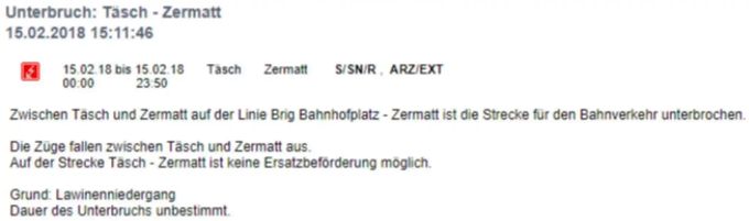 Grund war ein Lawinenniedergang. Grund war ein Lawinenniedergang.