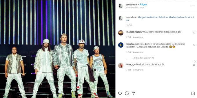 Die Backstreet Boys (Howie D., Kevin, Nick, AJ, Brian, v.l.n.r.) im Zürcher Hallenstadion. dj bobo backstreet boy