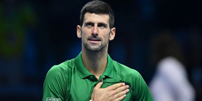 Novak Djokovic nach seinem Sieg über Stefanos Tsisipas. Novak Djokovic
