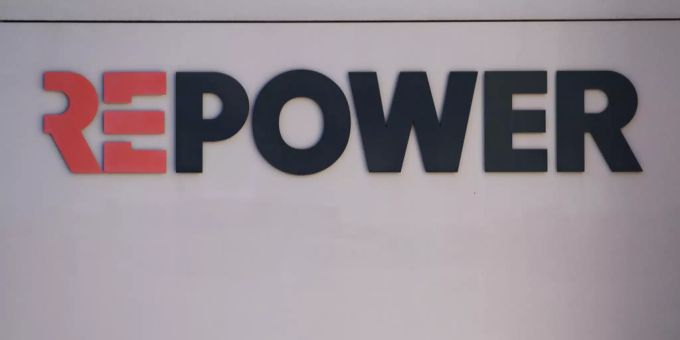 Das Logo der Firma Repower. Repower