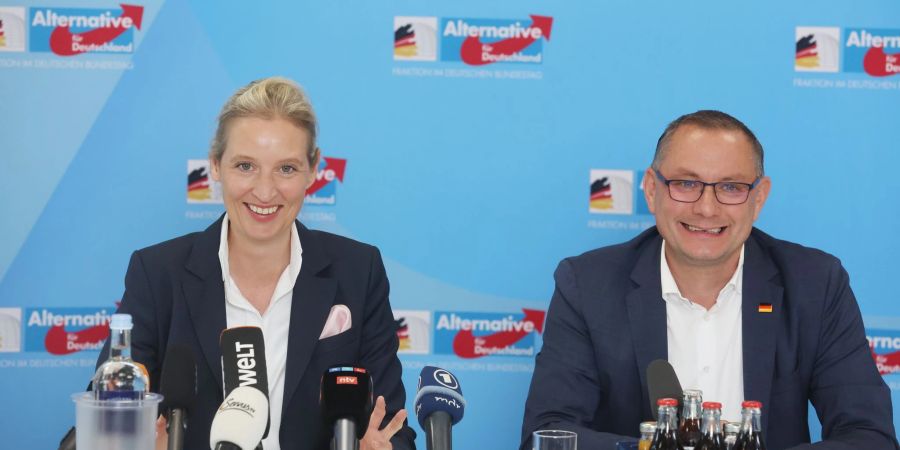 Die Vorsitzendend er AfD Alice Weidel und Tino Chrupalla.