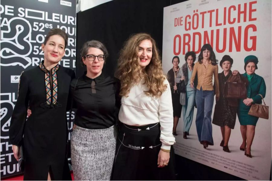 Hauptdarstellerin Marie Leuenberger, Regisseurin Petra Volpe und Schauspielerin Rachel Braunschweig an der Eröffnung der Solothurner Filmtage.