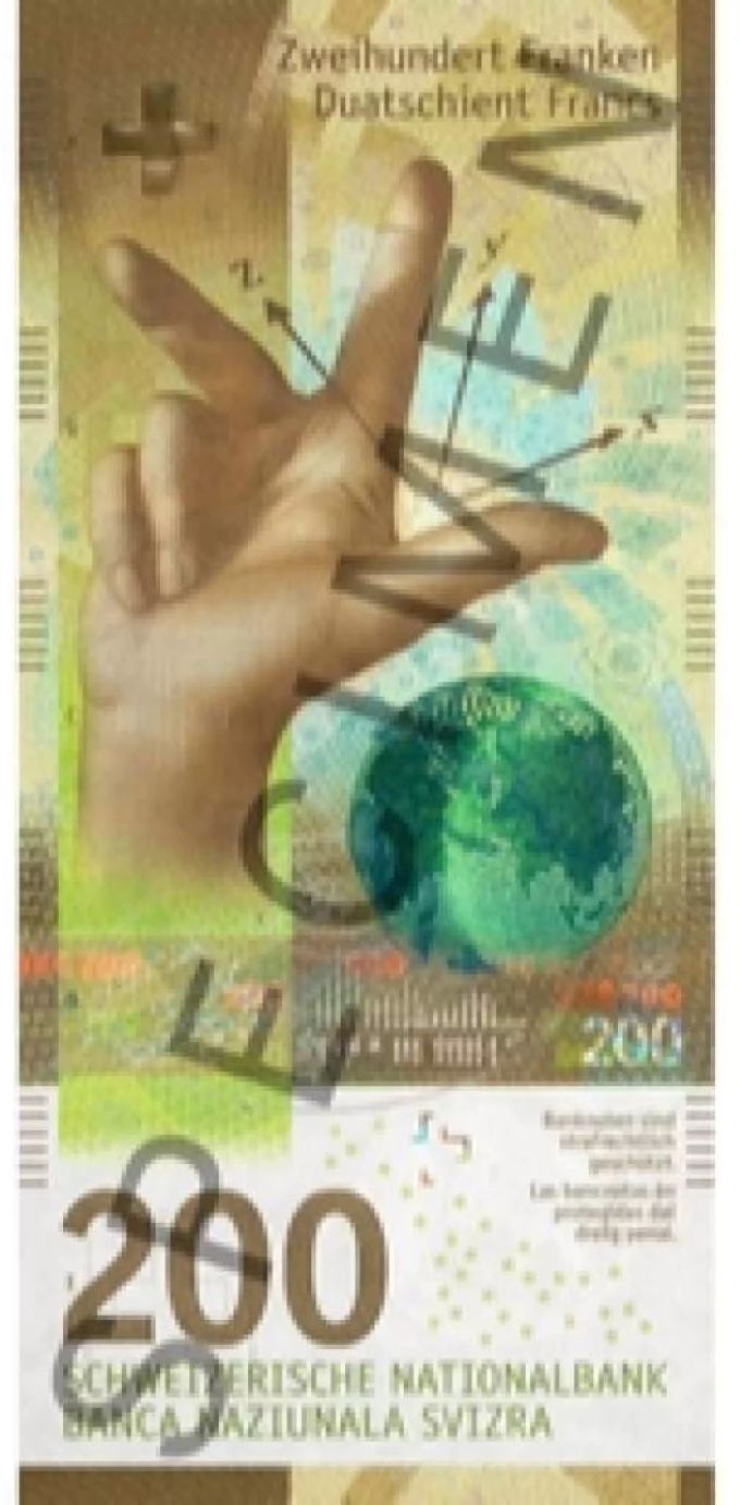 Seit 2016 gibt die SNB die neunte Banknotenserie aus. Thema ist die Vielfalt der Schweiz. Beim 200er ist die Hand eines Dozenten abgedruckt. Seit 2016 gibt die SNB die neunte Banknotenserie aus. Thema ist die Vielfalt der Schweiz. Beim 200er ist die Hand eines Dozenten abgedruckt.