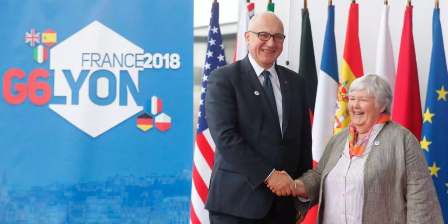 Polen Innenminister Joachim Brudzinski und die französische Ministerin Jacqueline Gourault am G6 in Lyon.