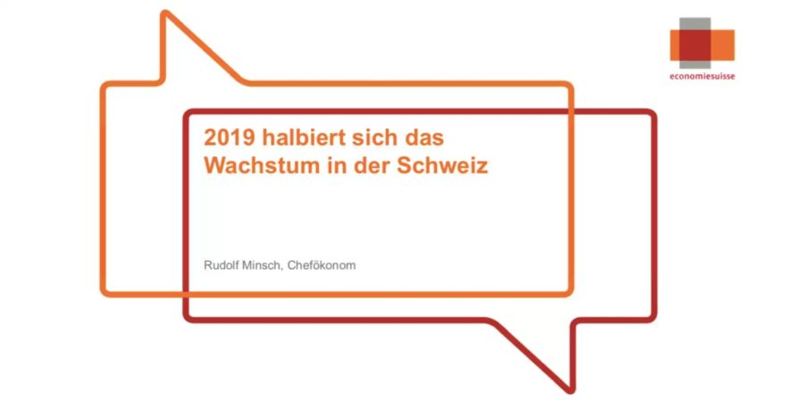 Der Wirtschaftsdachverband Economiesuisse stellte heute die Prognosen fürs Wirtschaftsjahr 2019 vor. Chefökonom Rudolf Minsch geht davon aus, dass sich das Wachstum nächstes Jahr halbiert.