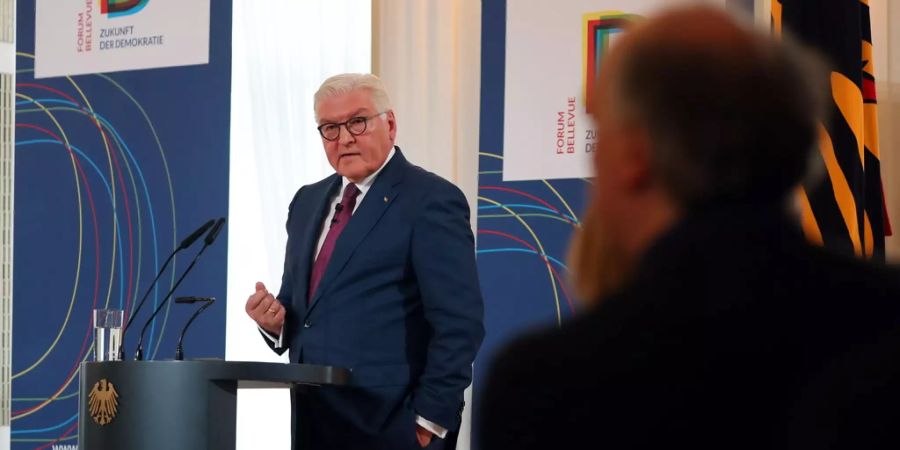 Bundespräsident Frank-Walter Steinmeier bei einer Rede im Schloss Bellevue.
