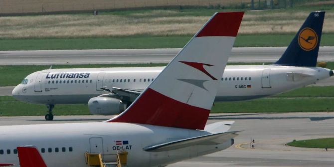 Maschinen von der Lufthansa und Austrian Airlines.