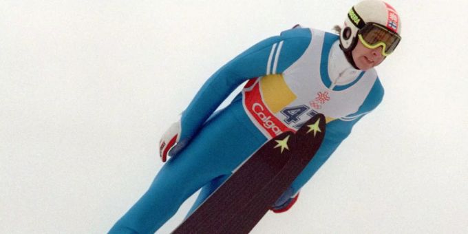 Matti Nykänen an den Olympischen Spielen in Calgary 1988 Matti Nykänen springt an den Olympischen Spielen in Calgary 1988