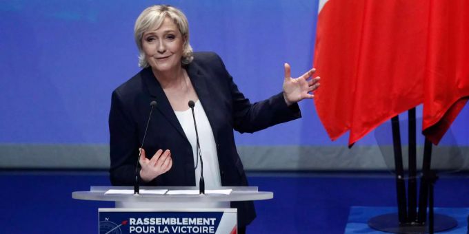 Marine Le Pen hält beim Parteitag des Front Nationals eine Rede. Marine Le Pen hält beim Parteitag des Front Nationals eine Rede.