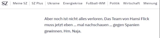 Kommentar aus dem Ticker der Süddeutschen Zeitung. WM 2022