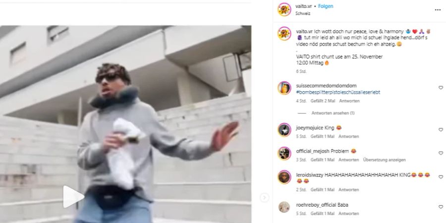 Veröffentlicht Vaito ein Video, wie er eine der Aargauer Schulen stürmt, droht ihm eine Anzeige.