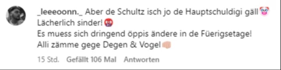 Dieser Fan fordert auf Instagram zum Boykott gegen Heiko Vogel und David Degen auf.