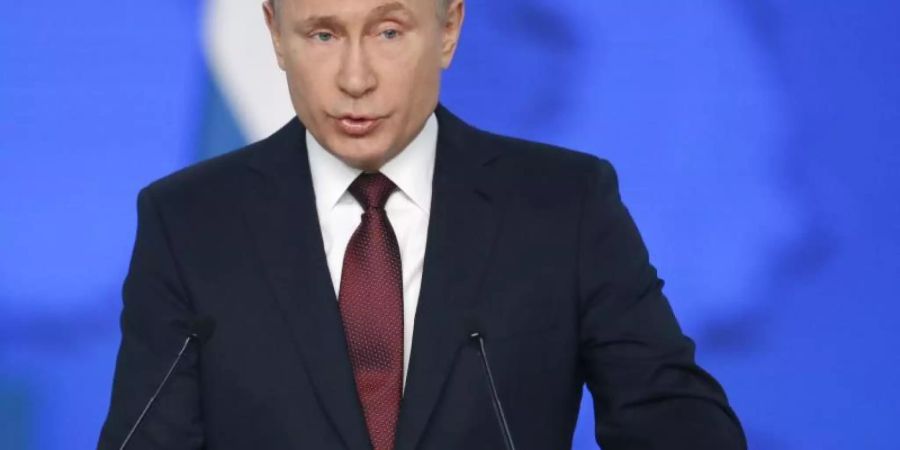 Wladimir Putin, russischer Präsident, hält eine Rede an die Nation. Foto: Alexander Zemlianichenko/AP