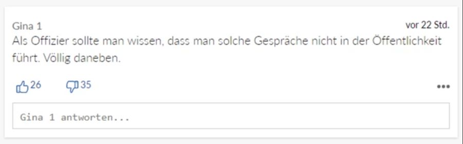 Auch «Gina 1» sieht den Fehler beim Offizier.