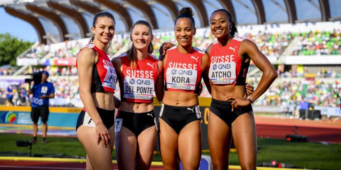Géraldine Frey, Ajla Del Ponte, Salome Kora und Sarah Atcho erreichten an der Leichtathletik-WM den Staffel-Final. Mujinga Kambundji wurde geschont. leichtathletik