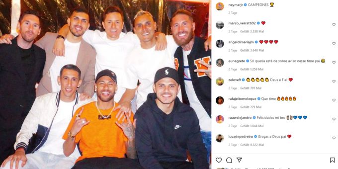 Neymar (unten in der Mitte) und seine Teamkollegen freuen sich über den Meistertitel. Neymar