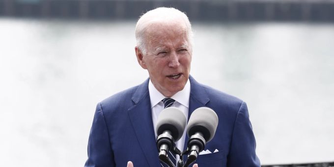 US-Präsident Joe Biden während einer Rede in Los Angeles. Corona Biden