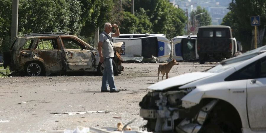 Strasse bei Lyssytschansk