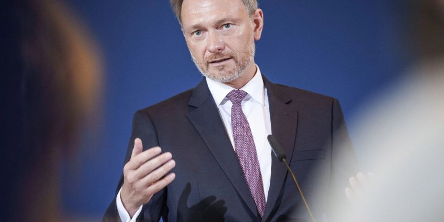 Bundesfinanziminster Christian Lindner (FDP) bei einer Pressekonferenz in Berlin.