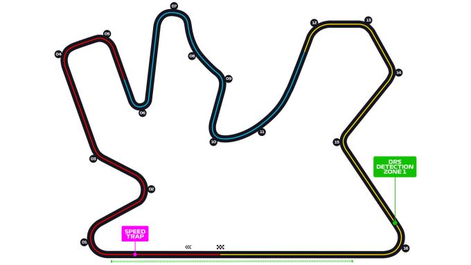 Die Streckenkarte zum Katar-GP der Formel 1. Katar GP Formel 1