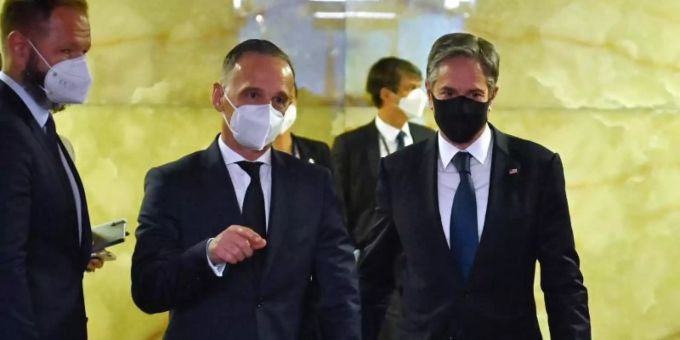 Aussenminister Heiko Maas (l) und sein US-Amtskollege Antony Blinken bei ihrem Treffen in Berlin. Foto: John Macdougall/AFP-Pool/dpa Aussenminister Heiko Maas (l) und sein US-Amtskollege Antony Blinken bei ihrem Treffen in Berlin. Foto: John Macdougall/AFP-Pool/dpa