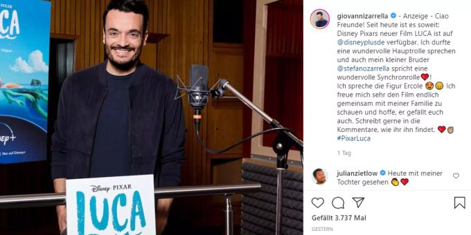 Giovanni Zarrella hat dem Bösewichten «Ercole» im neuen Pixar-Film «Luca» seine Stimme geliehen. Giovanni Zarrella