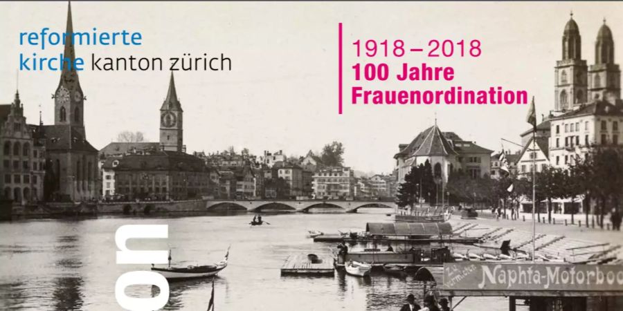 Mit diesem Plakat wird über 100 Jahre Frauenordination informiert.